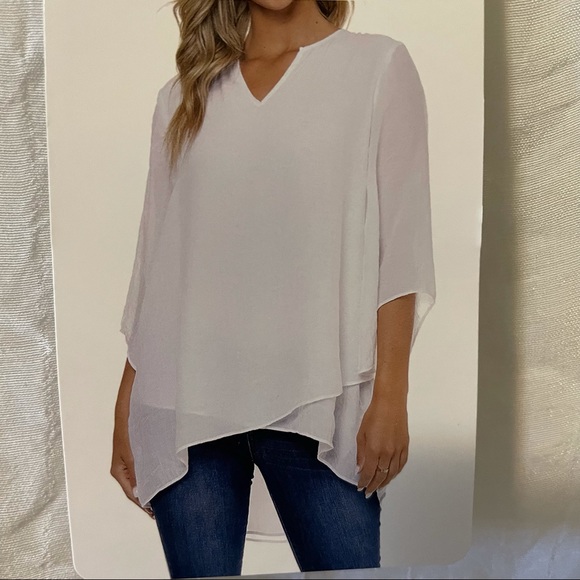 Christina B flowy layered white top size Small - Picture 11 of 11